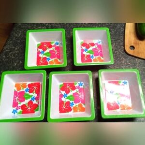Colorful Floral Square Serving Bowls